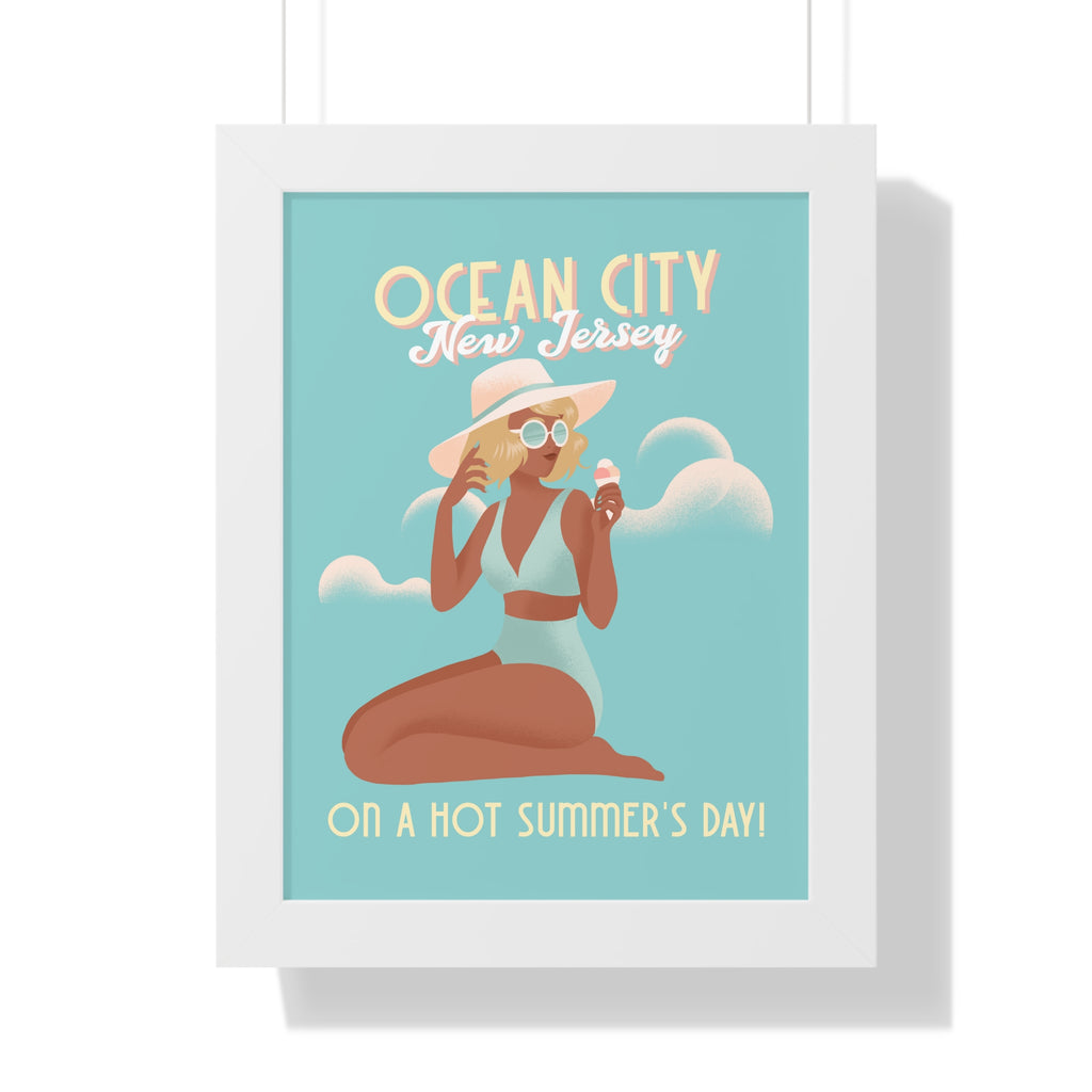 Ocean City, New Jersey Framed Wall Art - Dad Bod Summer