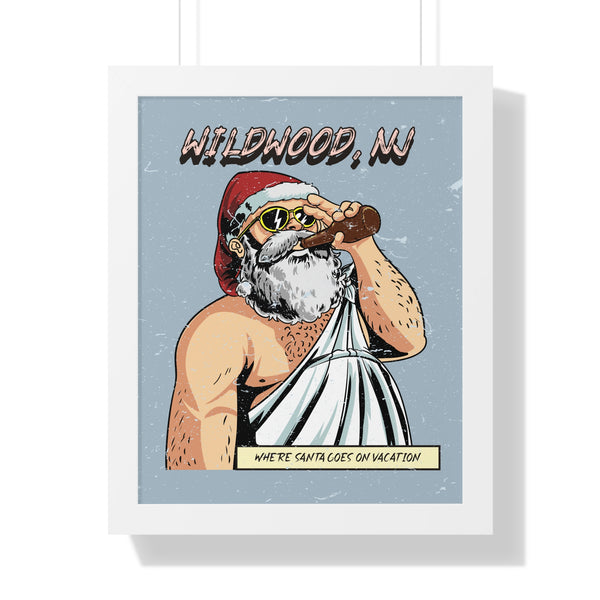 Wildwood, NJ- "Where Santa Goes on Vacation"- Pre Framed - Dad Bod Summer