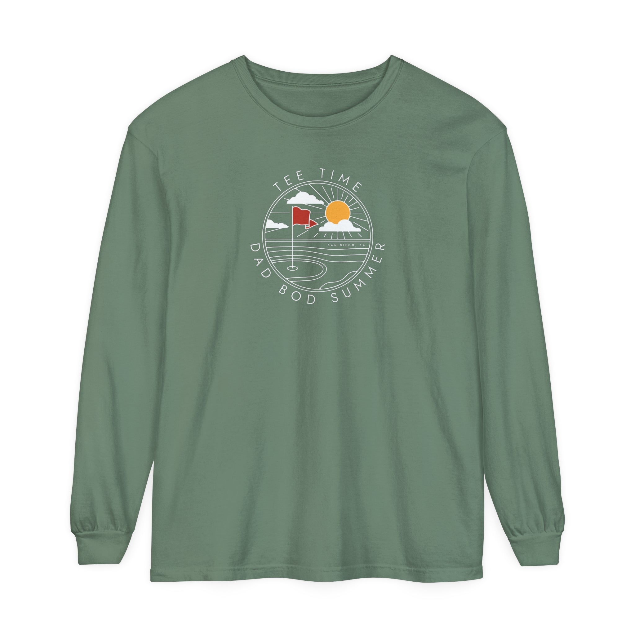 "San Diego California, Golf Tee Time" - Long Sleeve Golf Shirt