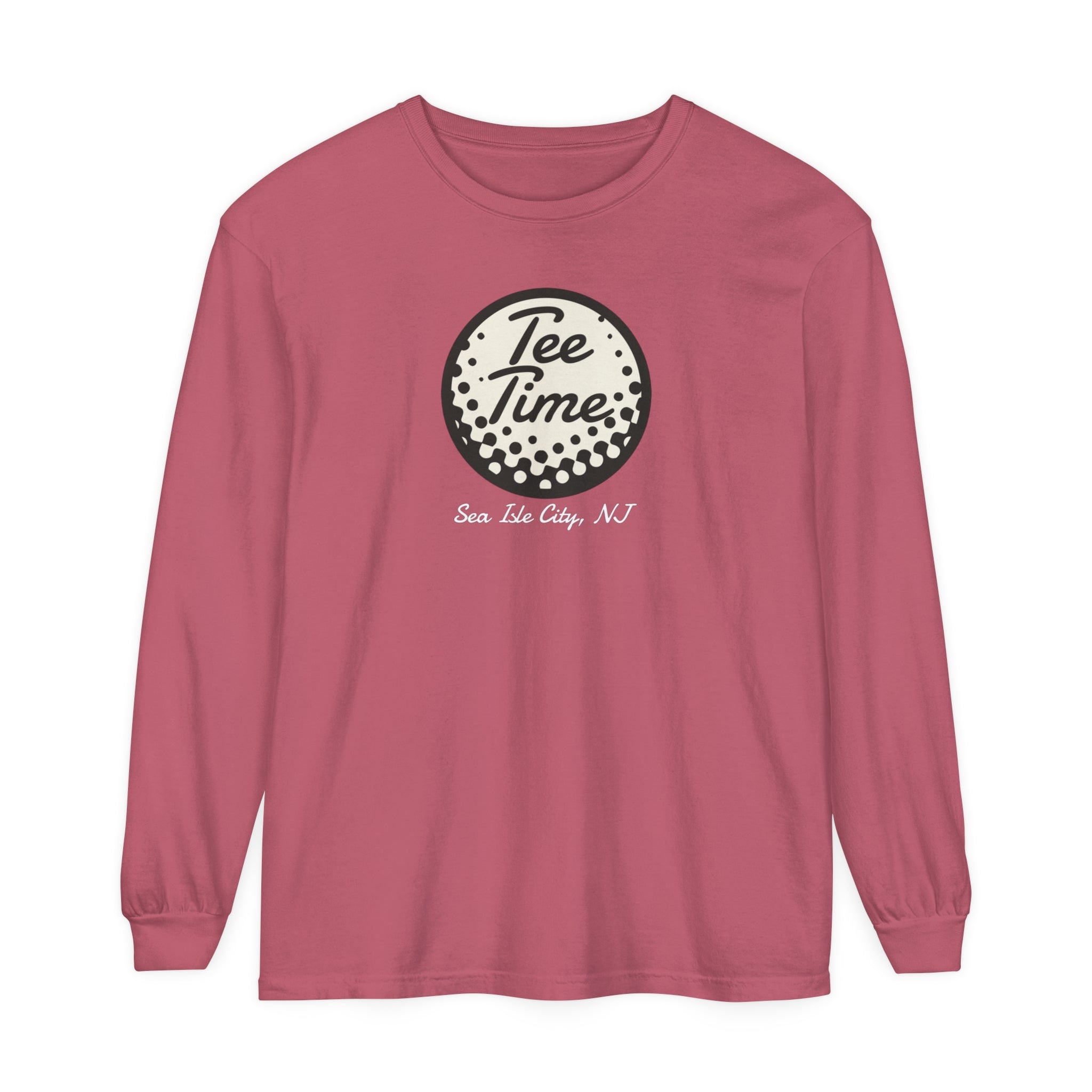 "Sea Isle City, Golf Tee Time" - Long Sleeve Golf Shirt