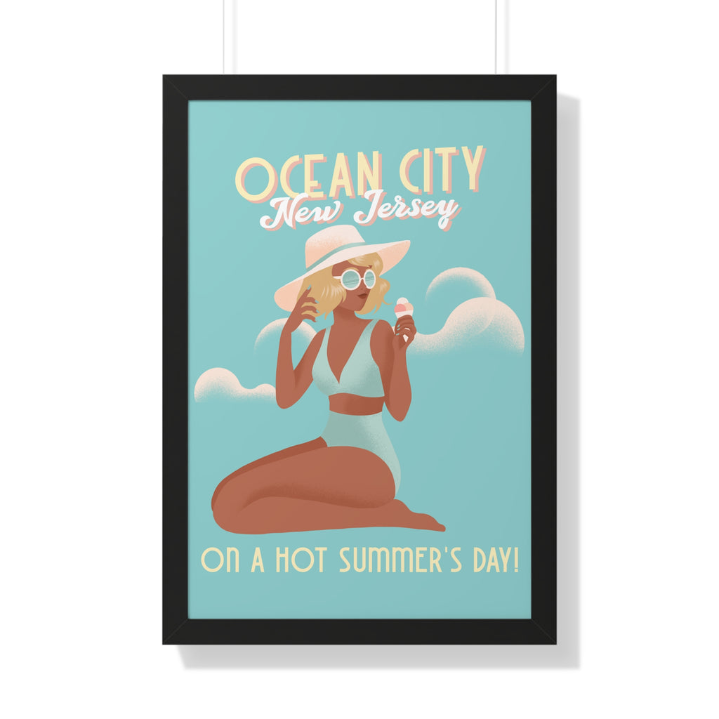 Ocean City, New Jersey Framed Wall Art - Dad Bod Summer