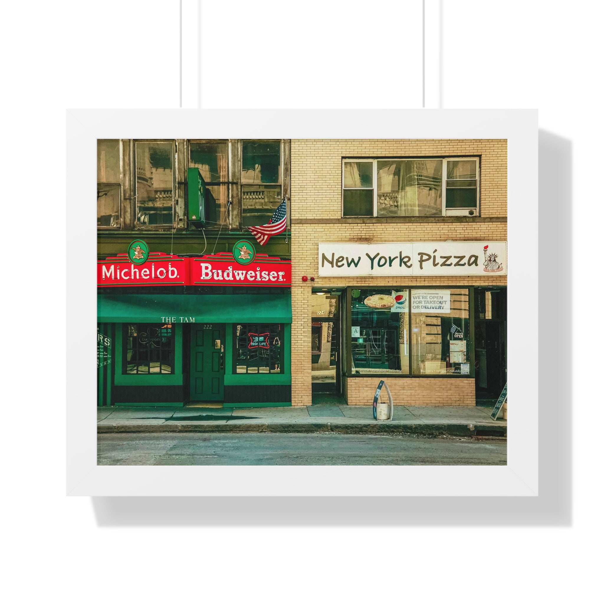 New York City Retro Pizzeria- Framed Wall Art - Dad Bod Summer