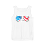 "USA Flag Sunglasses Tank Top" - Men's Tank Tops