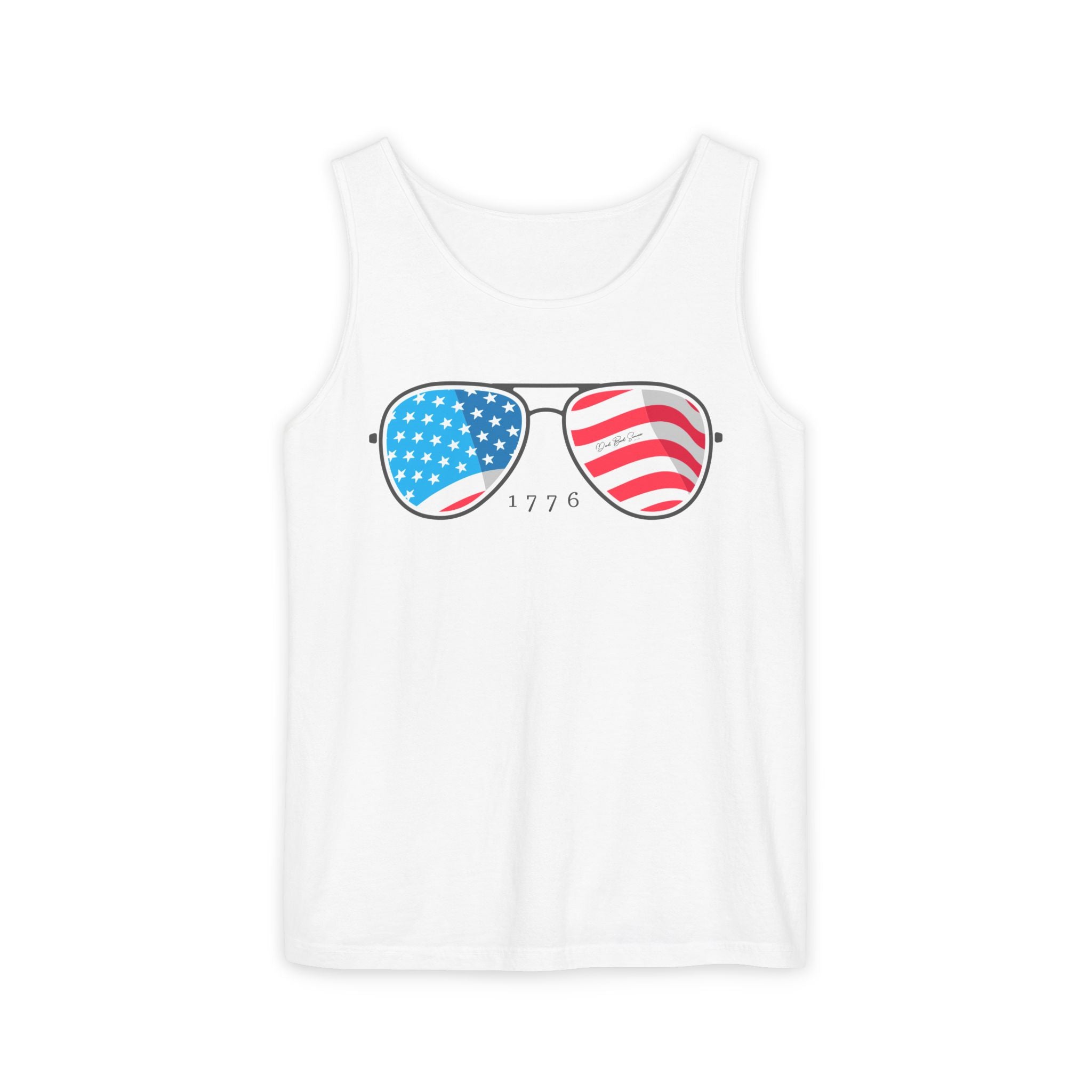 "USA Flag Sunglasses Tank Top" - Men's Tank Tops