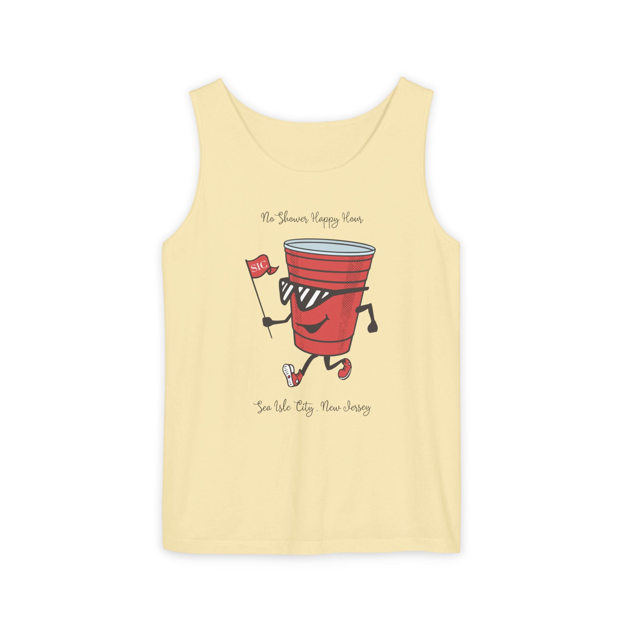 "No Shower Happy Hour, Sea Isle City Tank Top" - Beach Tank Tops