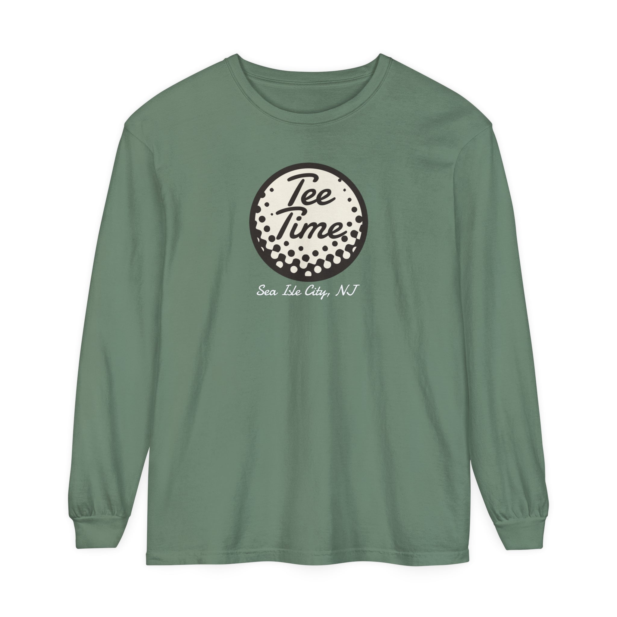 "Sea Isle City, Golf Tee Time" - Long Sleeve Golf Shirt