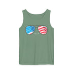 "USA Flag Sunglasses Tank Top" - Men's Tank Tops