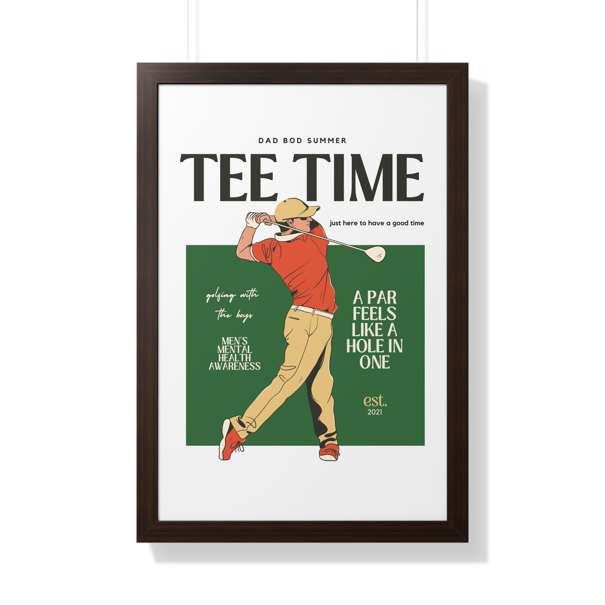 Dad Bod Summer Tee Time - Golf Wall Art - Golf Art - Retro Golf Art