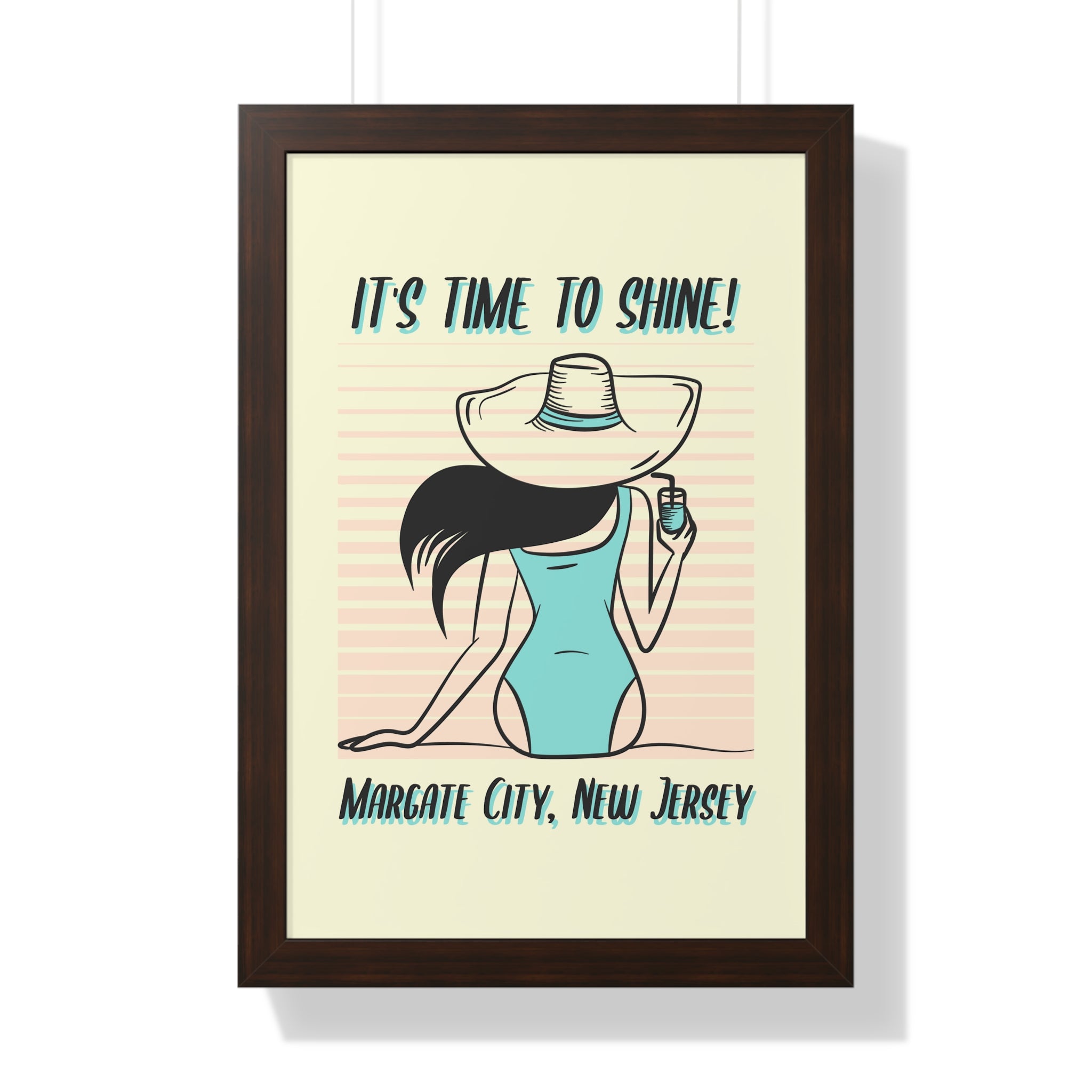 Pre Framed, Margate City, New Jersey- Retro Summer Wall Art - Dad Bod Summer