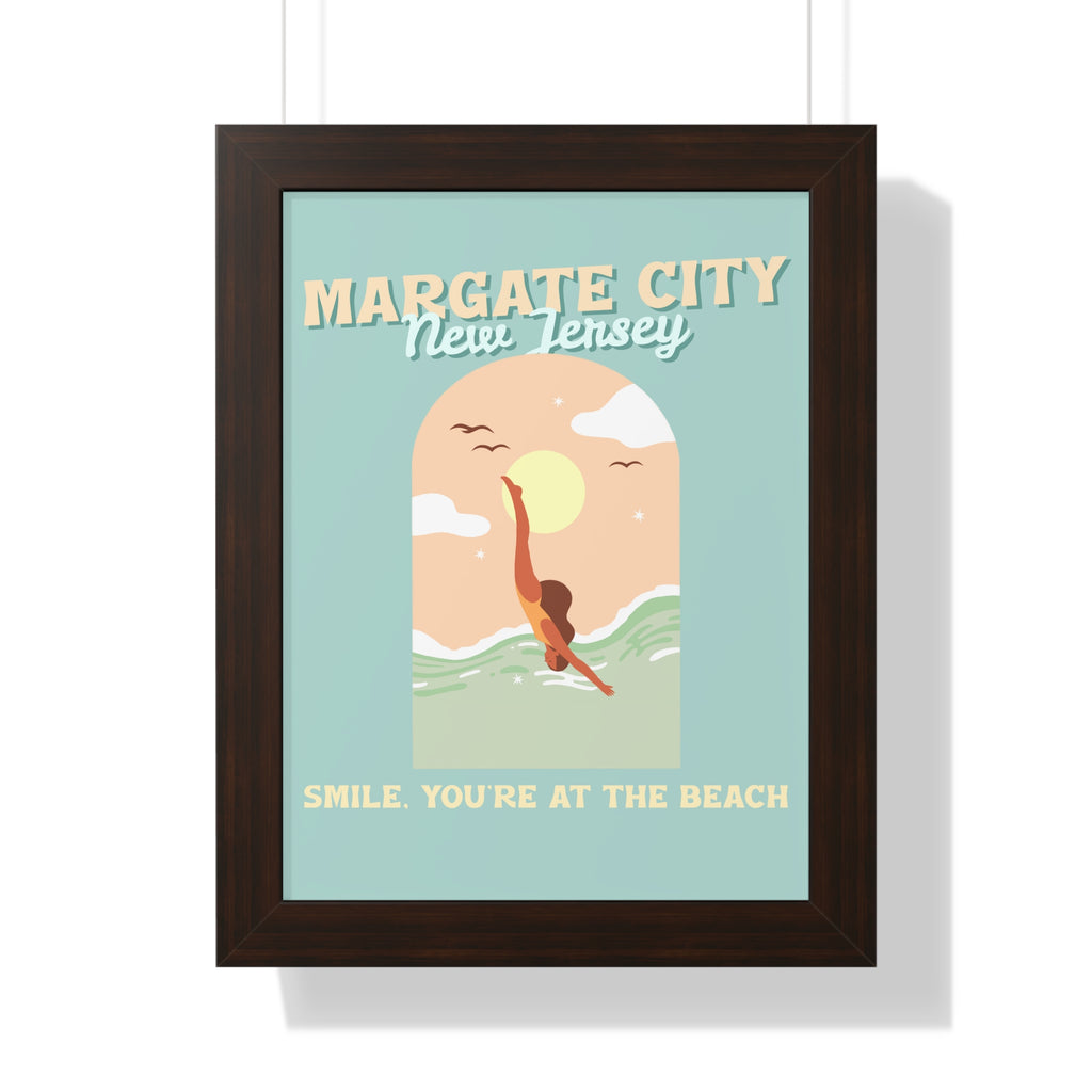 Pre Framed, Margate City- At The Beach- Retro Summer Wall Art - Dad Bod Summer