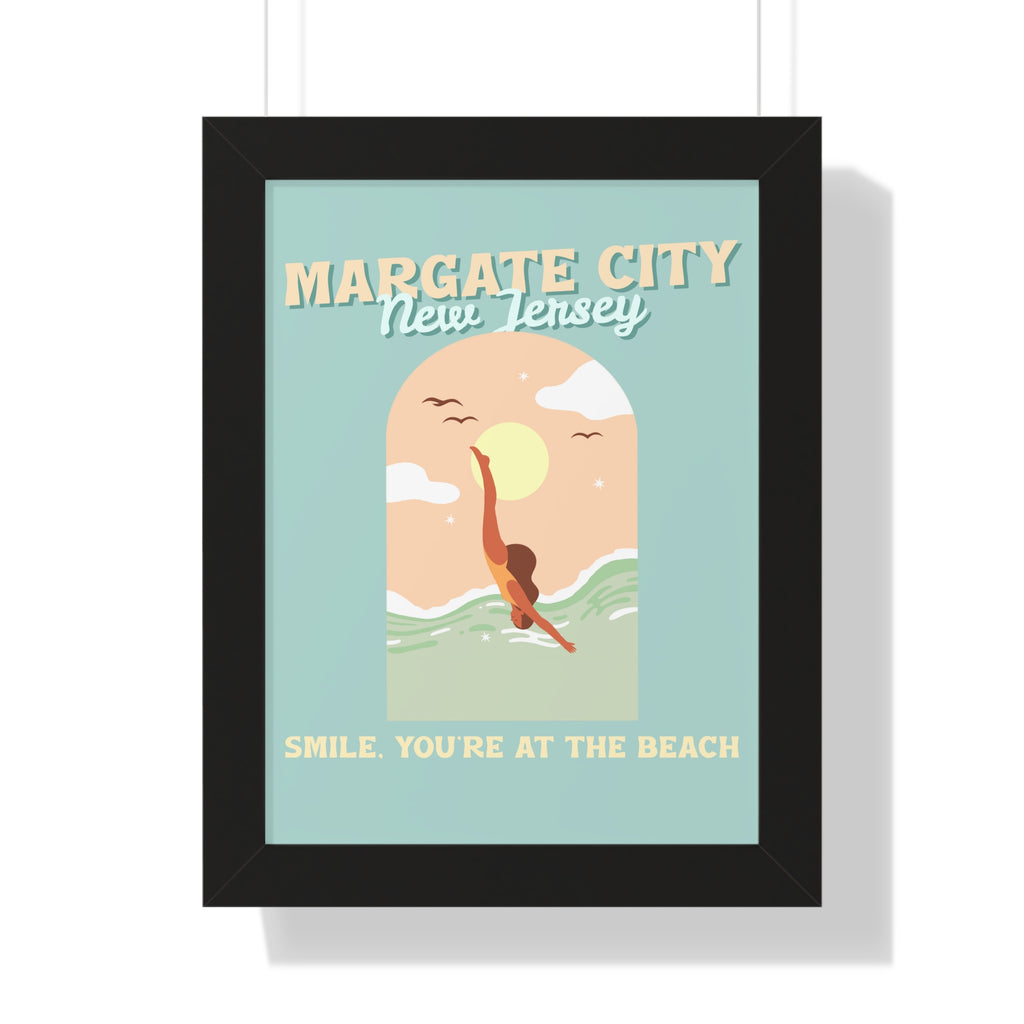 Pre Framed, Margate City- At The Beach- Retro Summer Wall Art - Dad Bod Summer