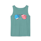 "USA Flag Sunglasses Tank Top" - Men's Tank Tops