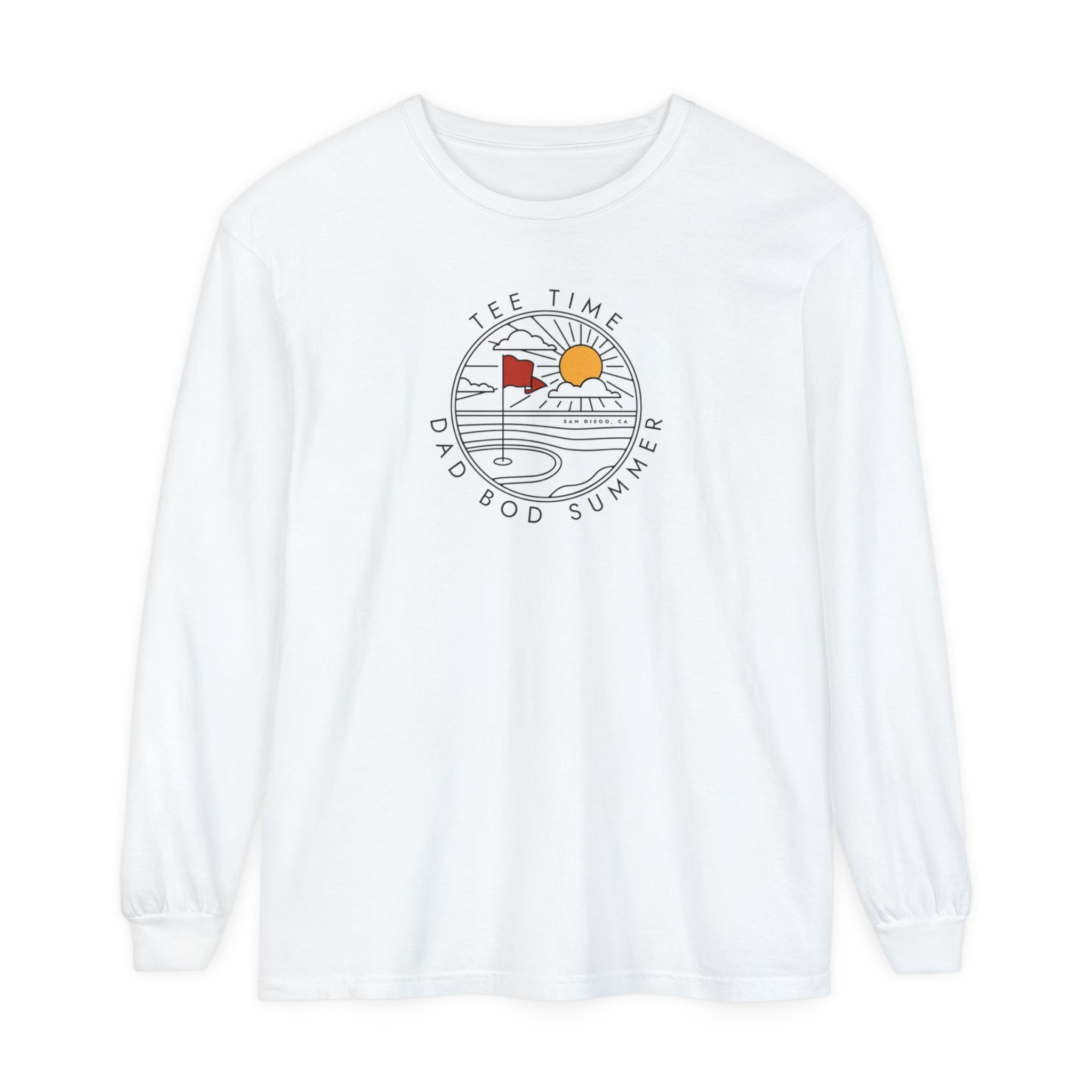 "San Diego California, Golf Tee Time" - Long Sleeve Golf Shirt