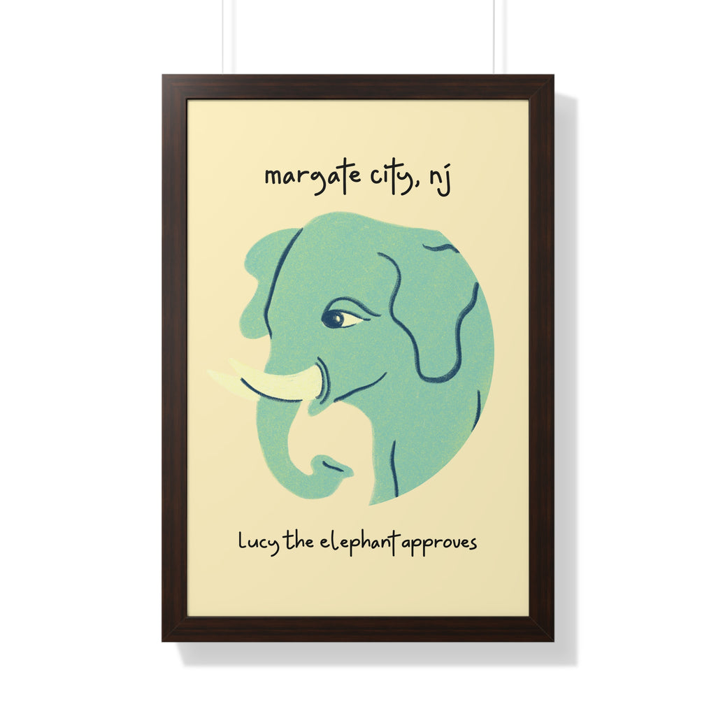 Pre Framed, Margate City, NJ- Lucy The Elephant- Retro Summer Wall Art - Dad Bod Summer