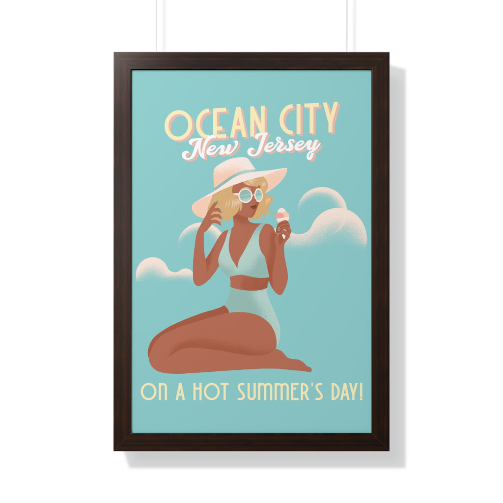 Ocean City, New Jersey Framed Wall Art - Dad Bod Summer