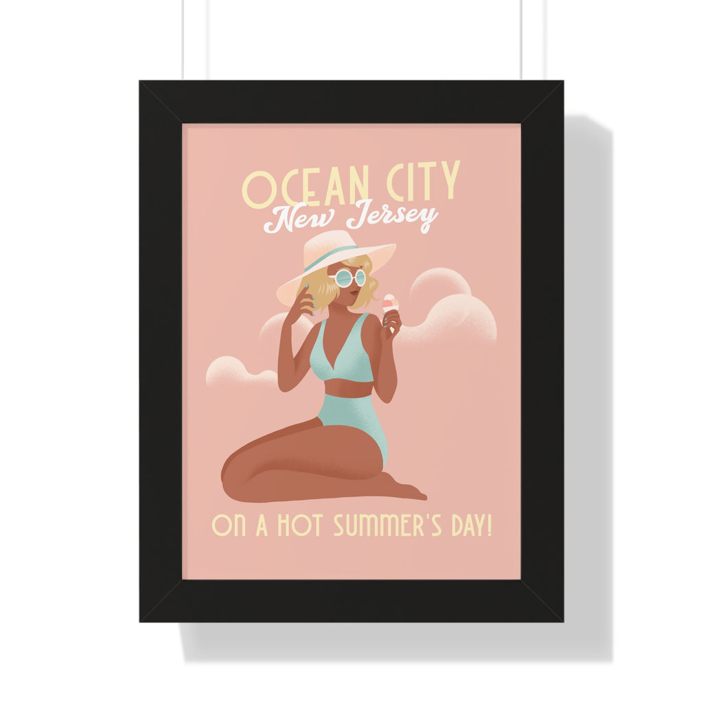 Ocean City, New Jersey Framed Wall Art - Dad Bod Summer