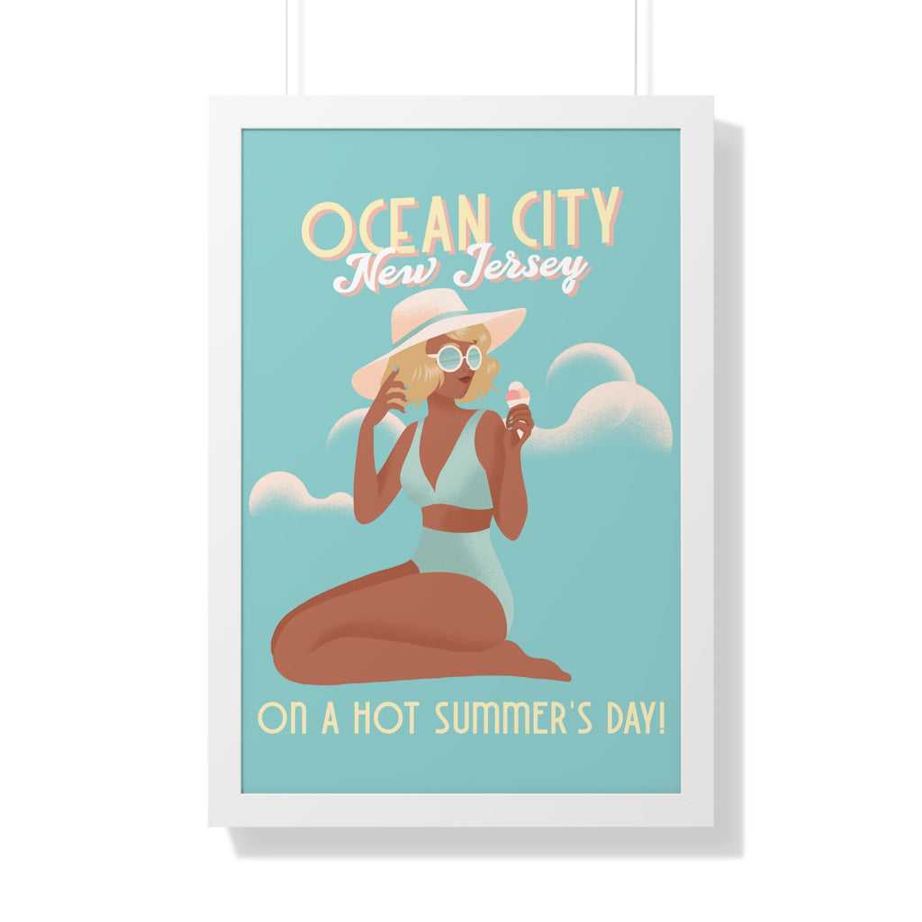 Ocean City, New Jersey Framed Wall Art - Dad Bod Summer