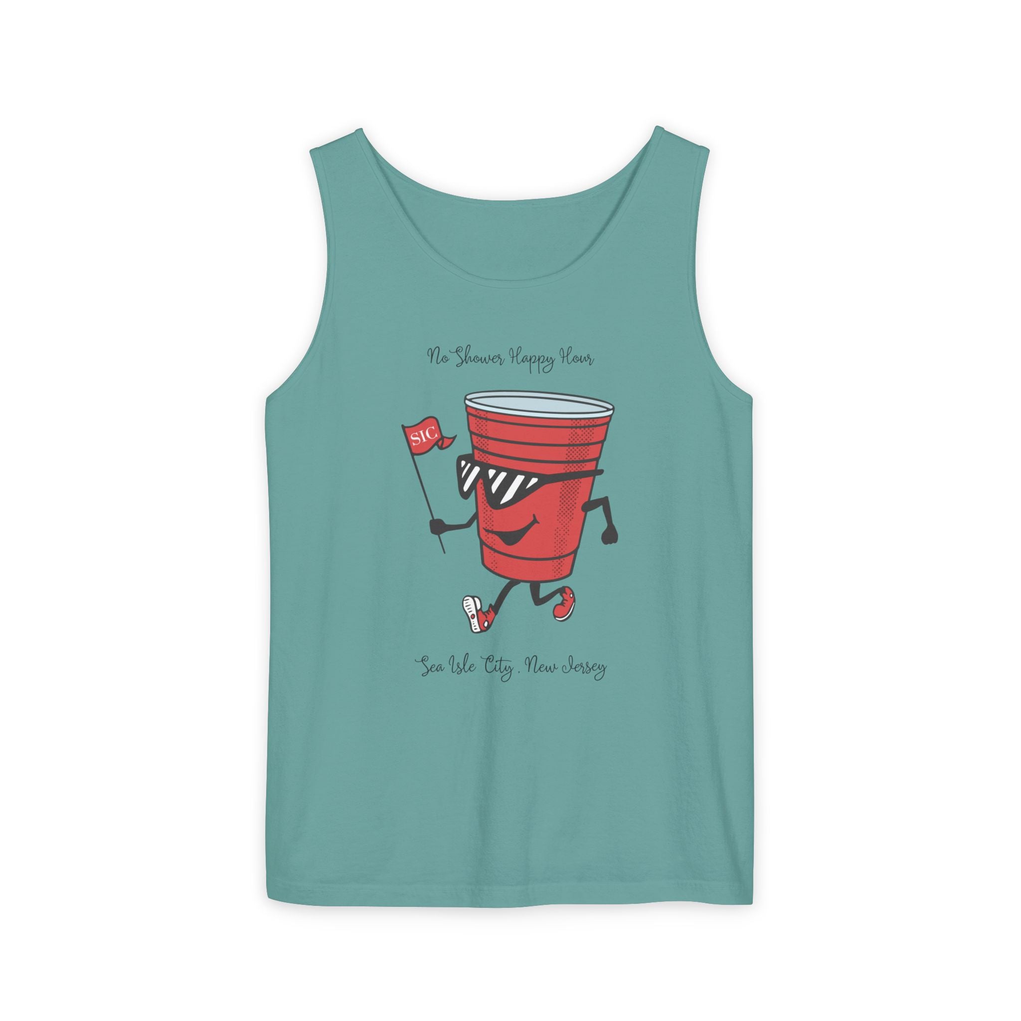 "No Shower Happy Hour, Sea Isle City Tank Top" - Beach Tank Tops