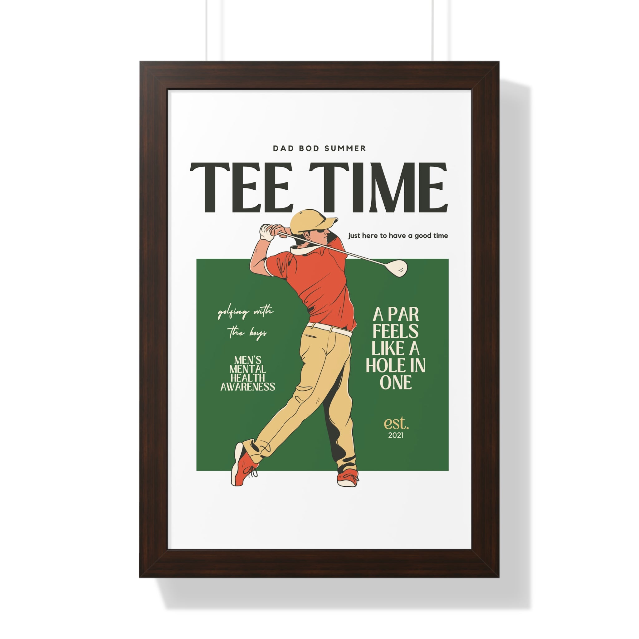 Dad Bod Summer Tee Time - Golf Wall Art - Golf Art - Retro Golf Art