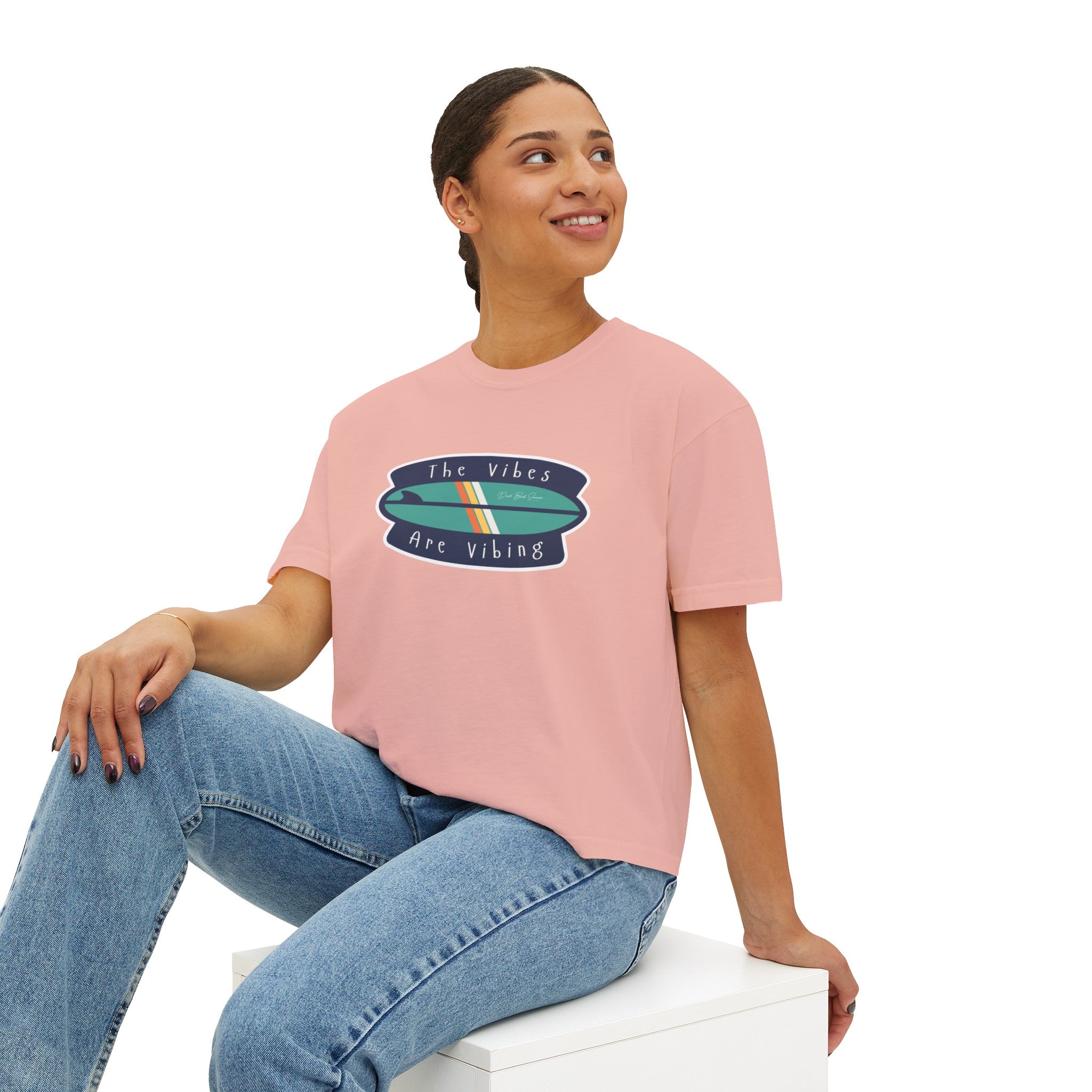 "The Vibes Are Vibing" Women's Boxy T-Shirt, Good Vibes Shirt