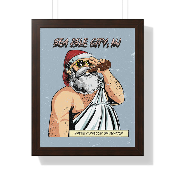 Sea Isle City "Where Santa Goes on Vacation"- Pre Framed - Dad Bod Summer