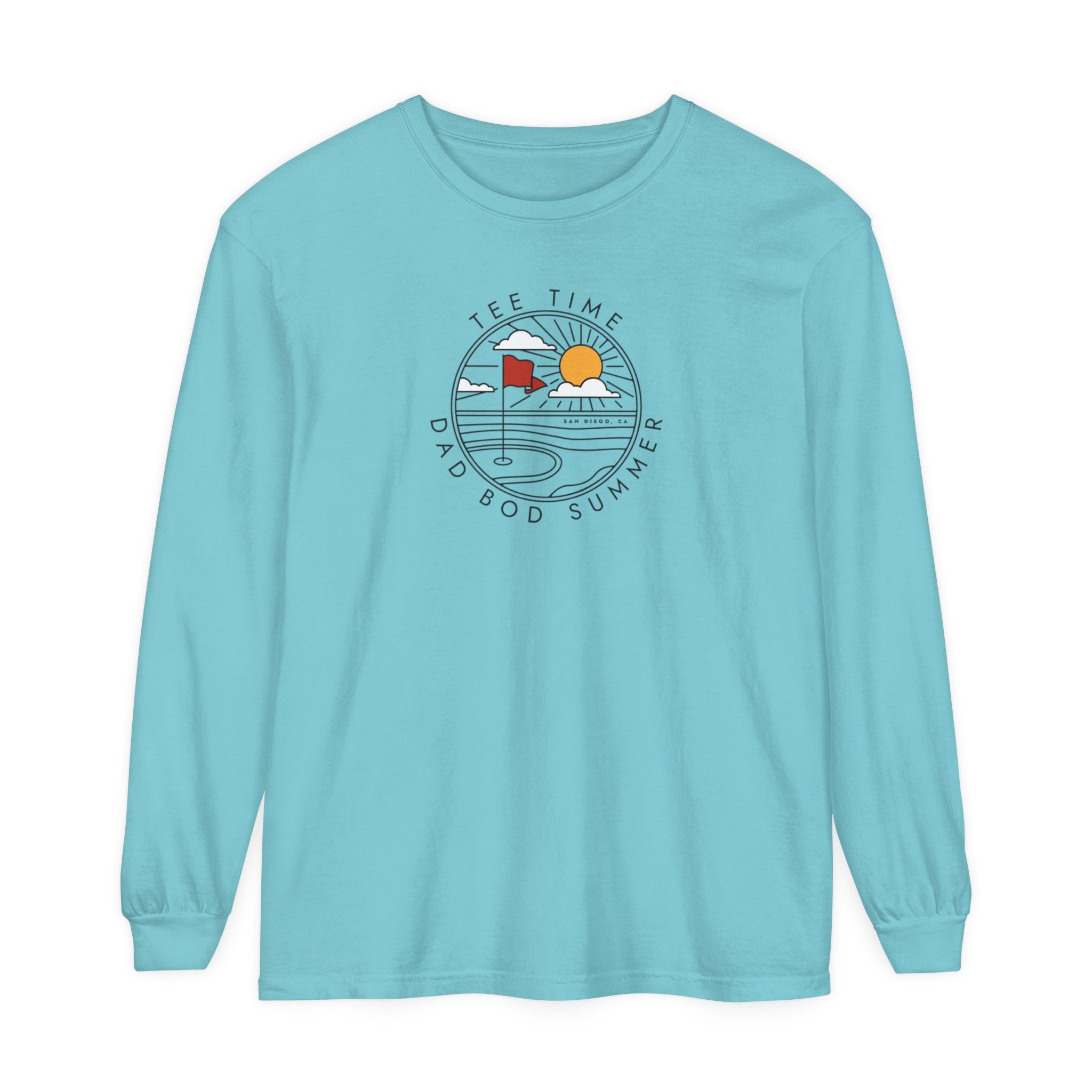 "San Diego California, Golf Tee Time" - Long Sleeve Golf Shirt