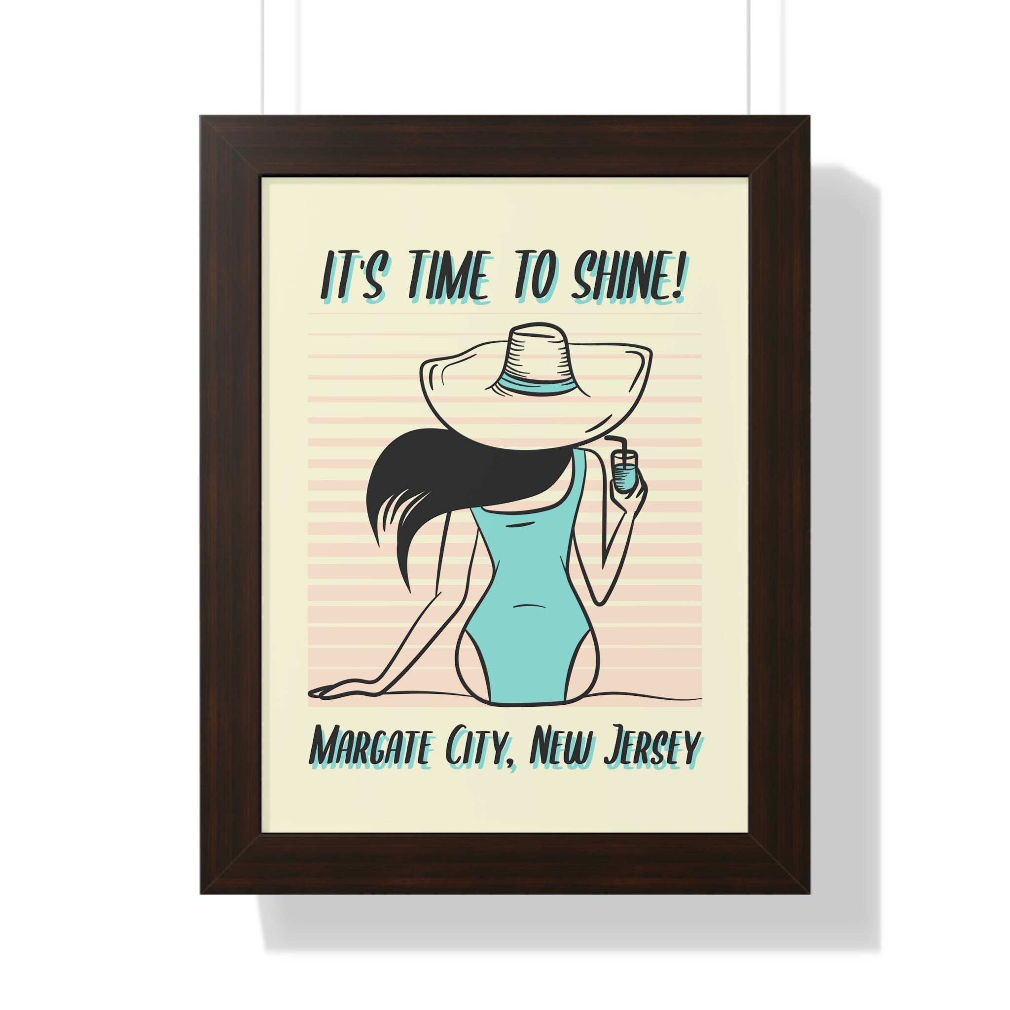 Pre Framed, Margate City, New Jersey- Retro Summer Wall Art - Dad Bod Summer