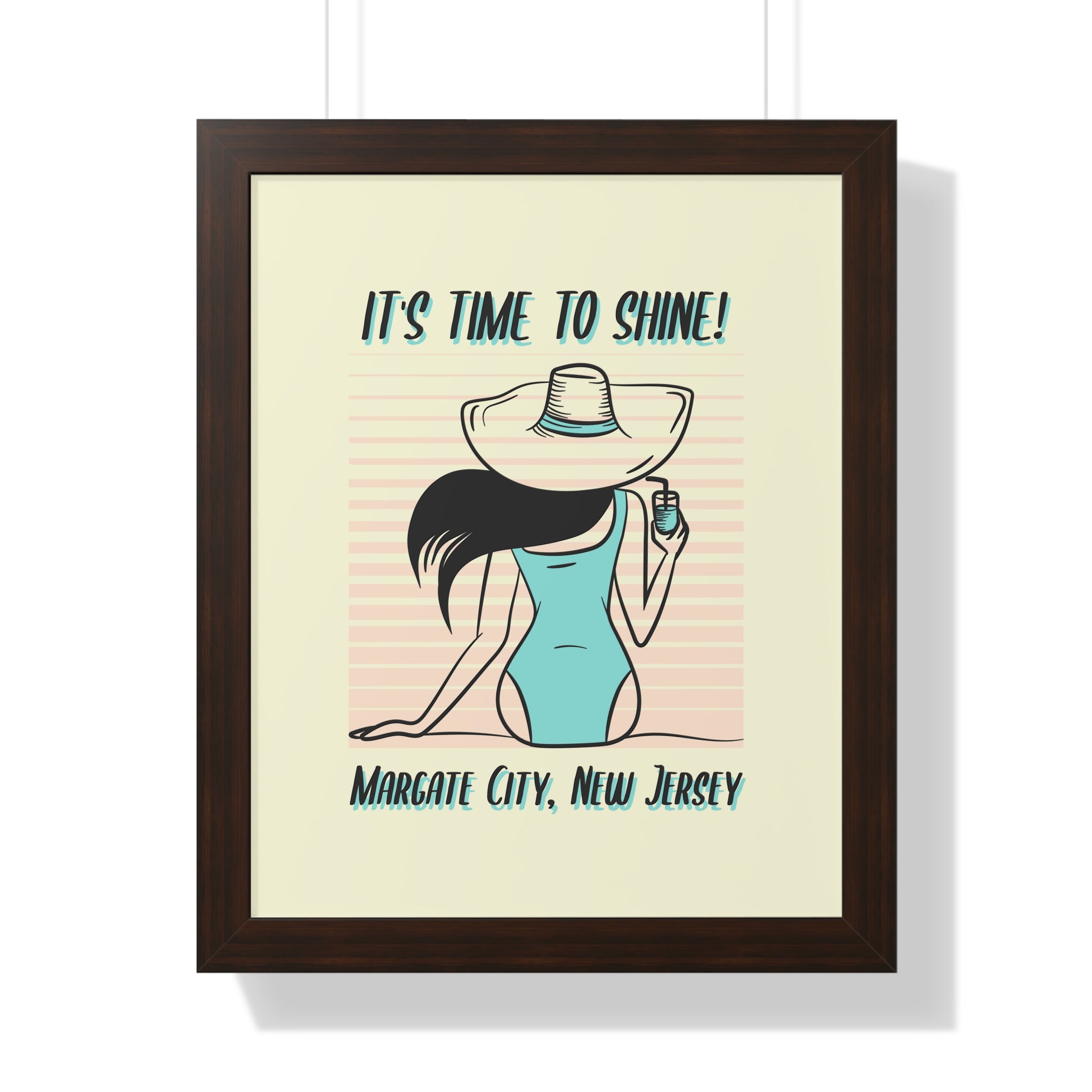 Pre Framed, Margate City, New Jersey- Retro Summer Wall Art - Dad Bod Summer