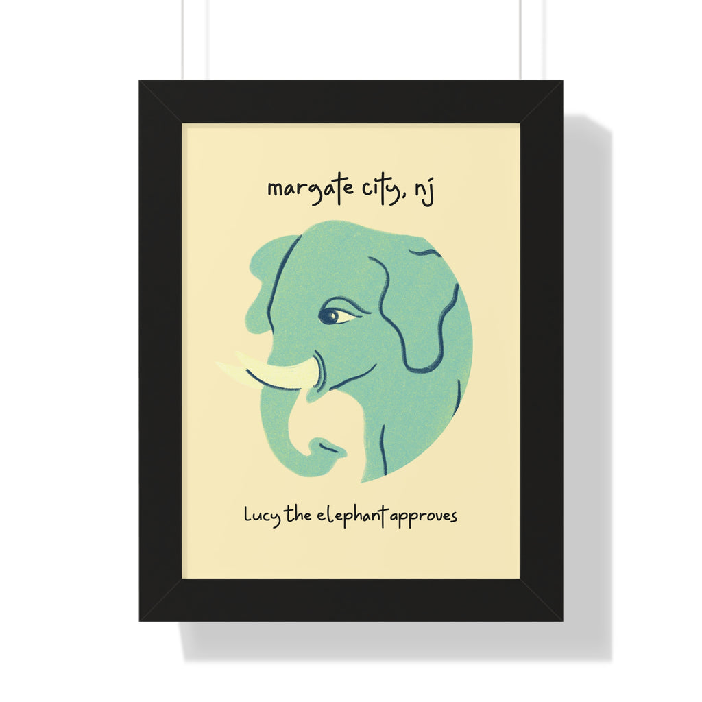 Pre Framed, Margate City, NJ- Lucy The Elephant- Retro Summer Wall Art - Dad Bod Summer