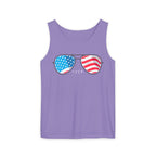 "USA Flag Sunglasses Tank Top" - Men's Tank Tops