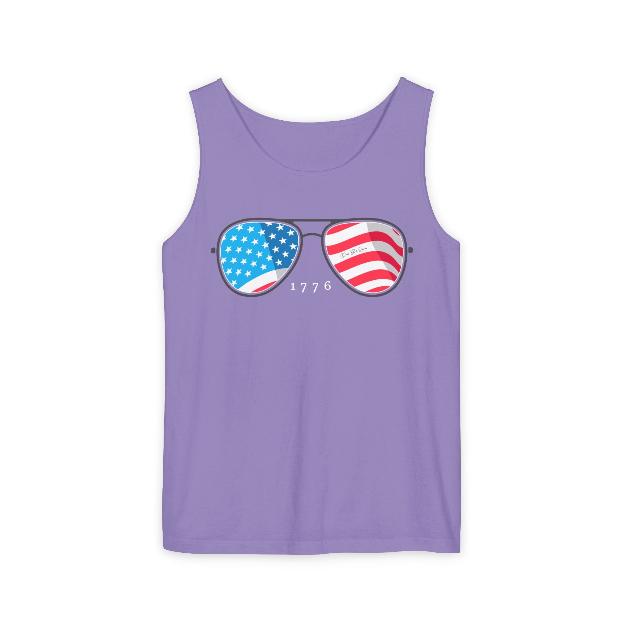 "USA Flag Sunglasses Tank Top" - Men's Tank Tops