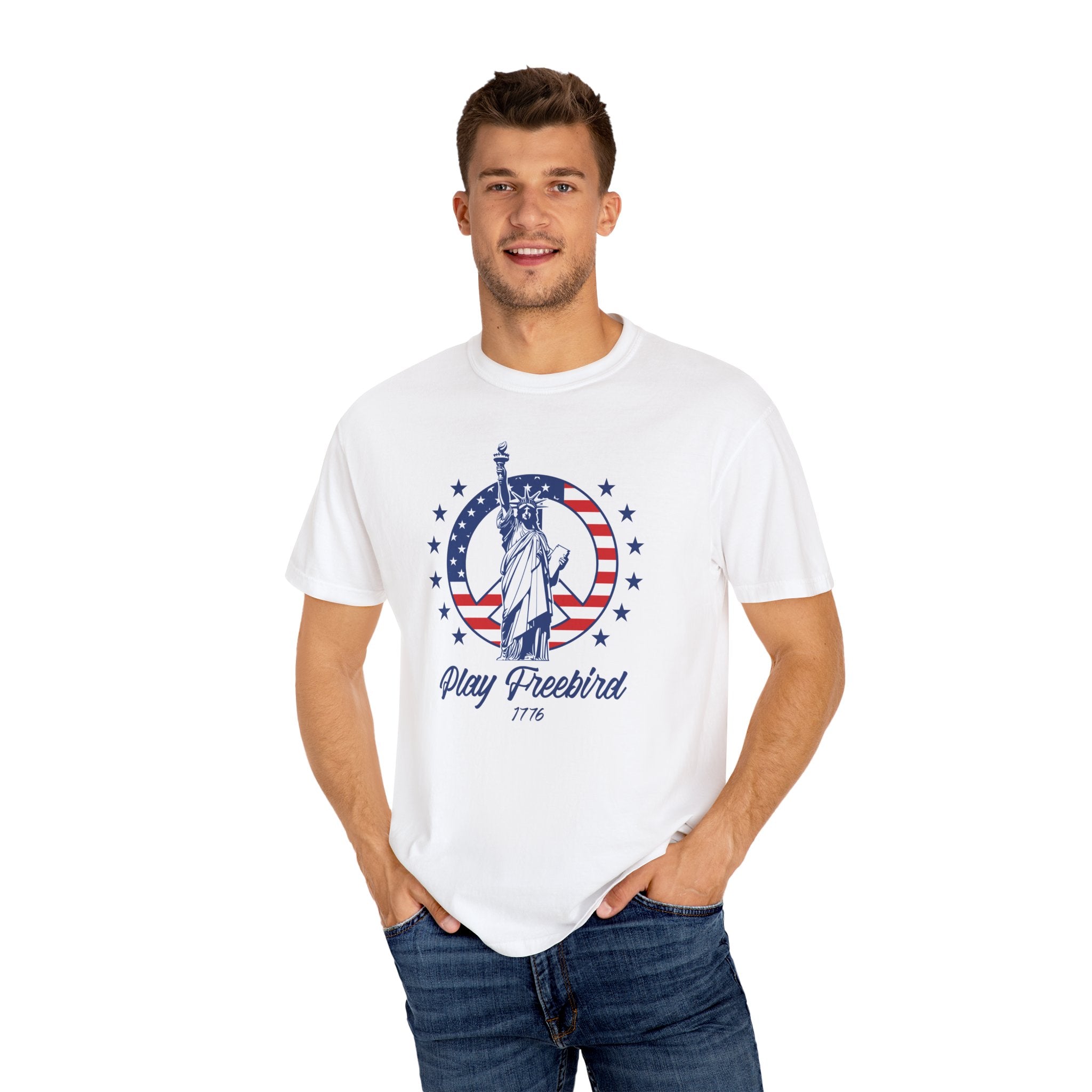"Lady Liberty Screaming Play Freebird" - America Shirt