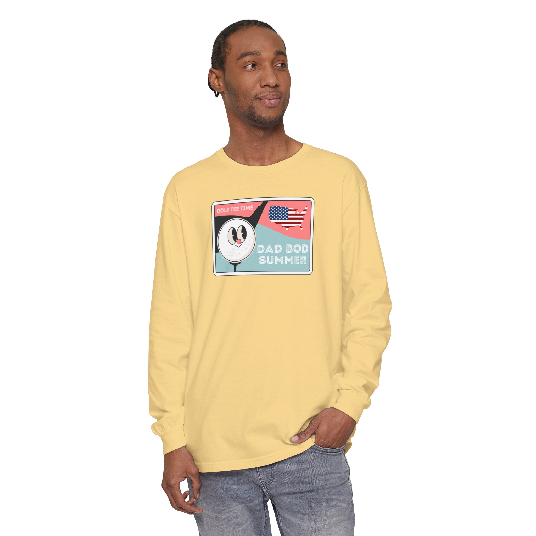 "Dad Bod Summer, Golf Tee Time Shirt" - Long Sleeve Golf Shirt
