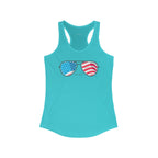 "American Flag Sunglasses" Americana Women's Shirts