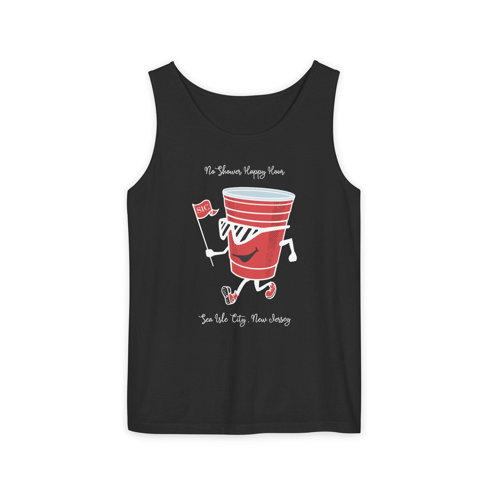 "No Shower Happy Hour, Sea Isle City Tank Top" - Beach Tank Tops