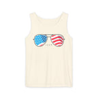 "USA Flag Sunglasses Tank Top" - Men's Tank Tops