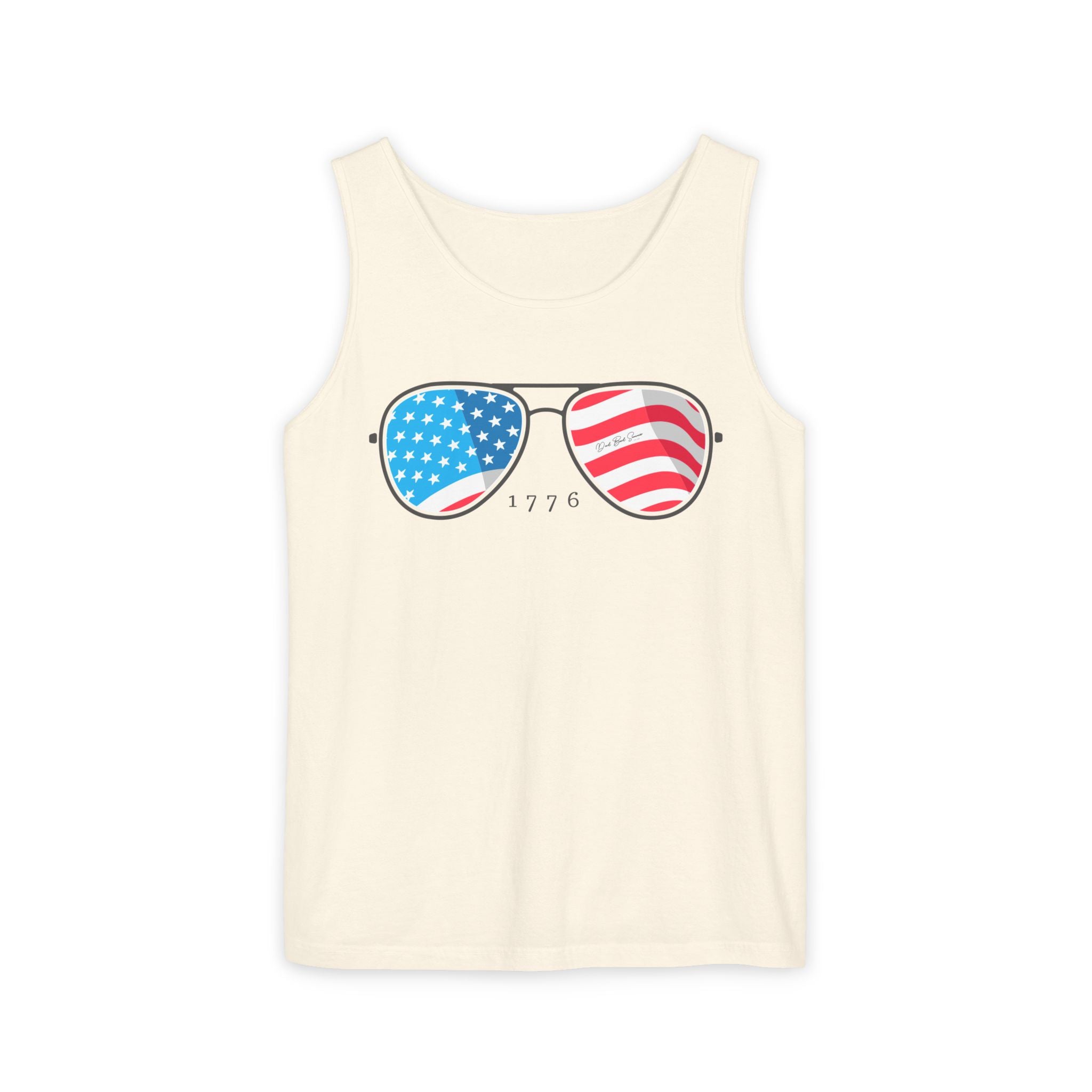 "USA Flag Sunglasses Tank Top" - Men's Tank Tops