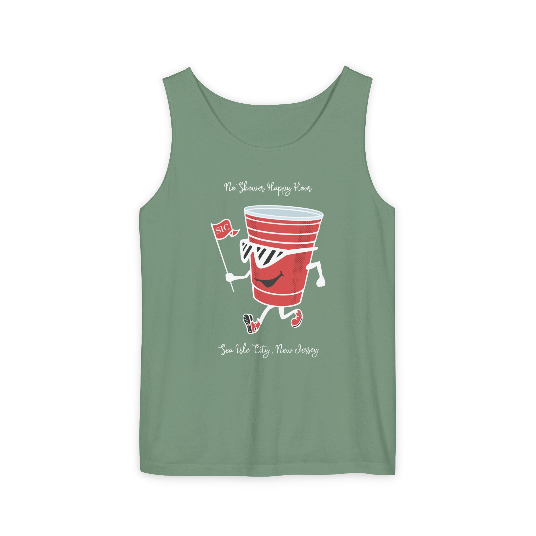 "No Shower Happy Hour, Sea Isle City Tank Top" - Beach Tank Tops