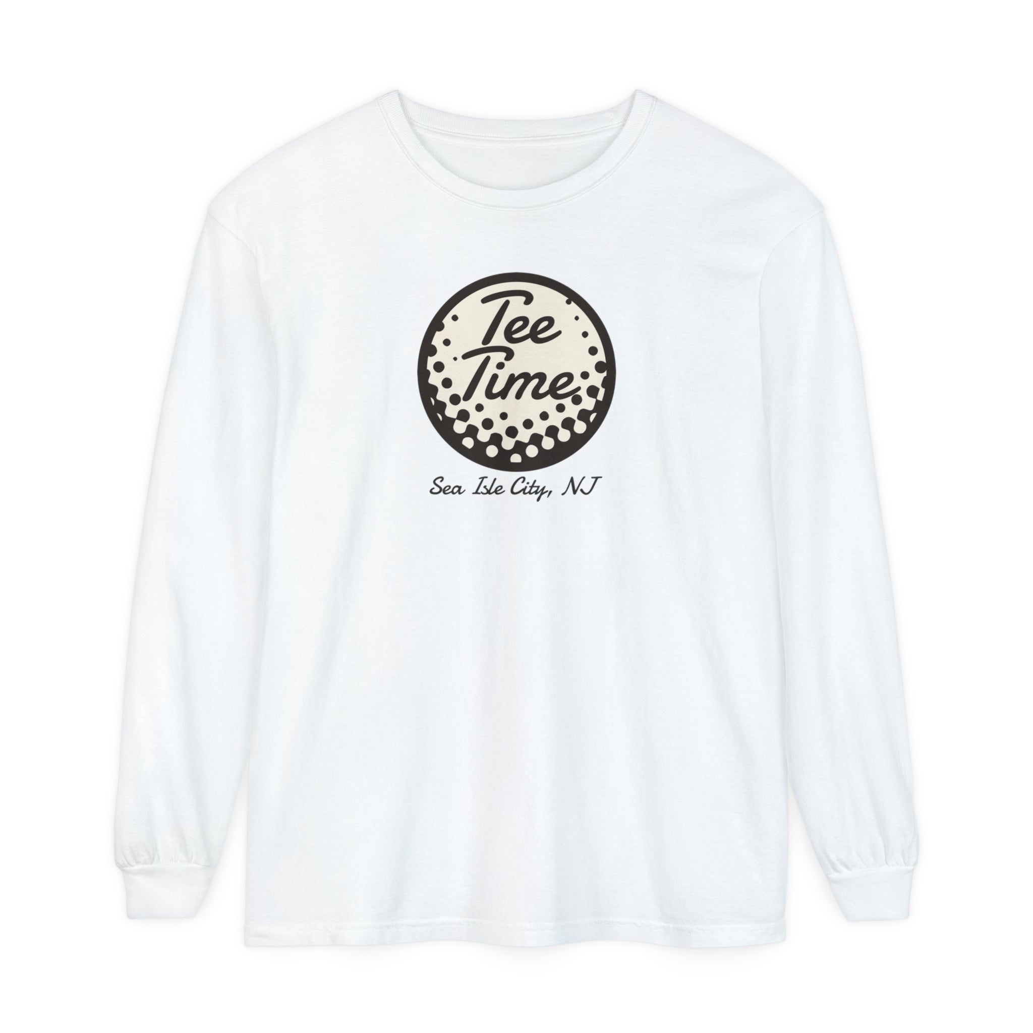 "Sea Isle City, Golf Tee Time" - Long Sleeve Golf Shirt