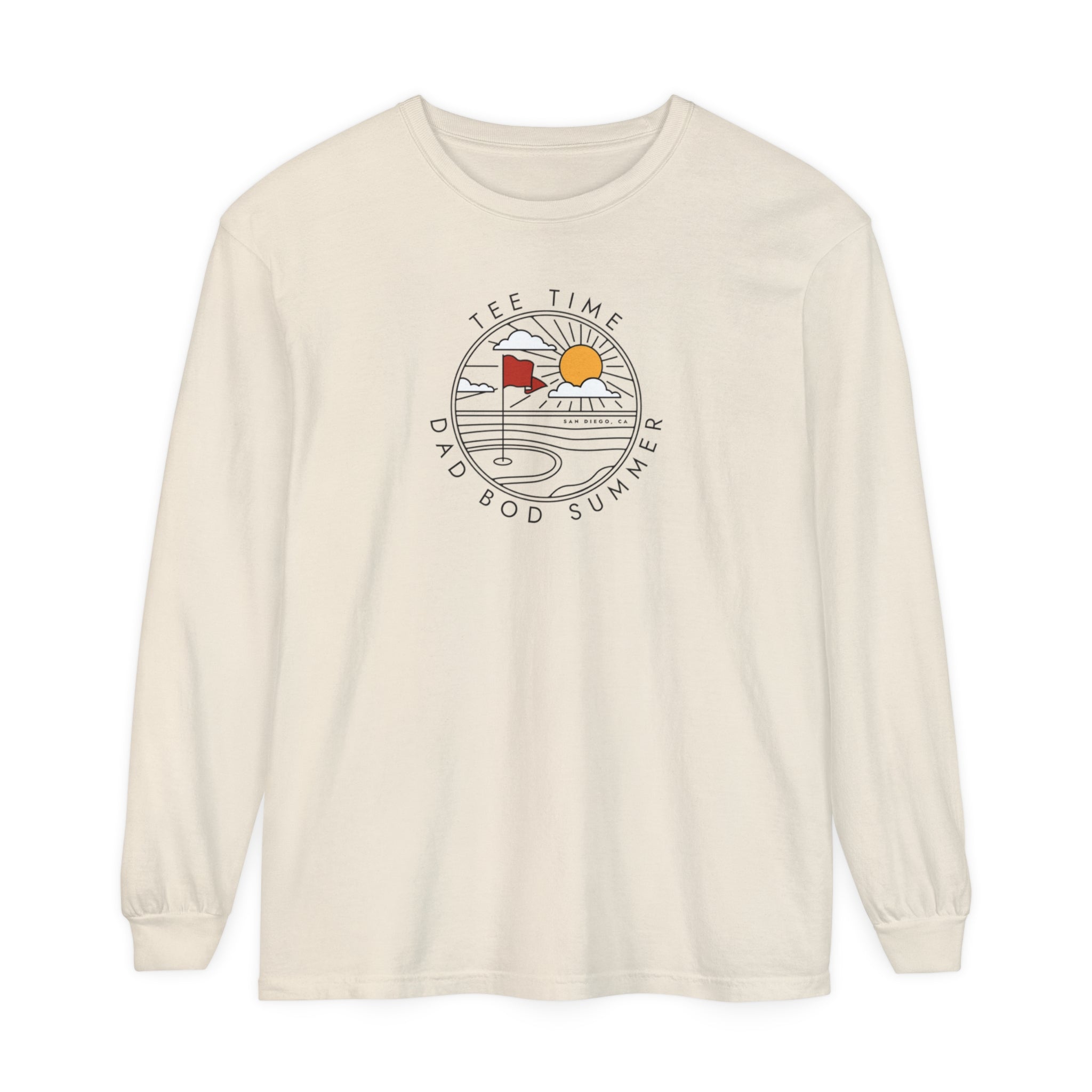 "San Diego California, Golf Tee Time" - Long Sleeve Golf Shirt