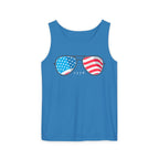 "USA Flag Sunglasses Tank Top" - Men's Tank Tops