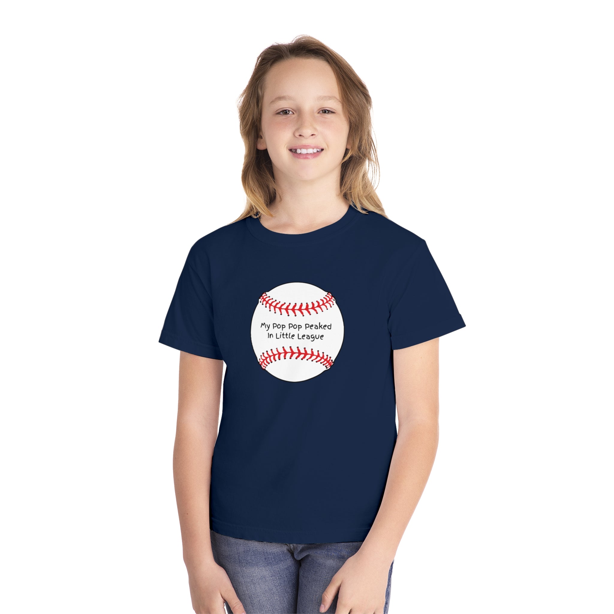 "My Pop Pop Peaked in Little League" - Kids Baseball Shirts