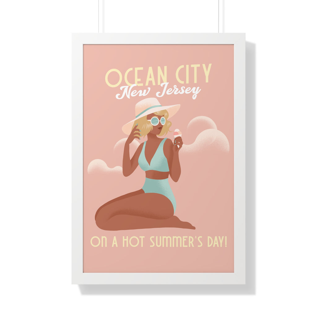 Ocean City, New Jersey Framed Wall Art - Dad Bod Summer