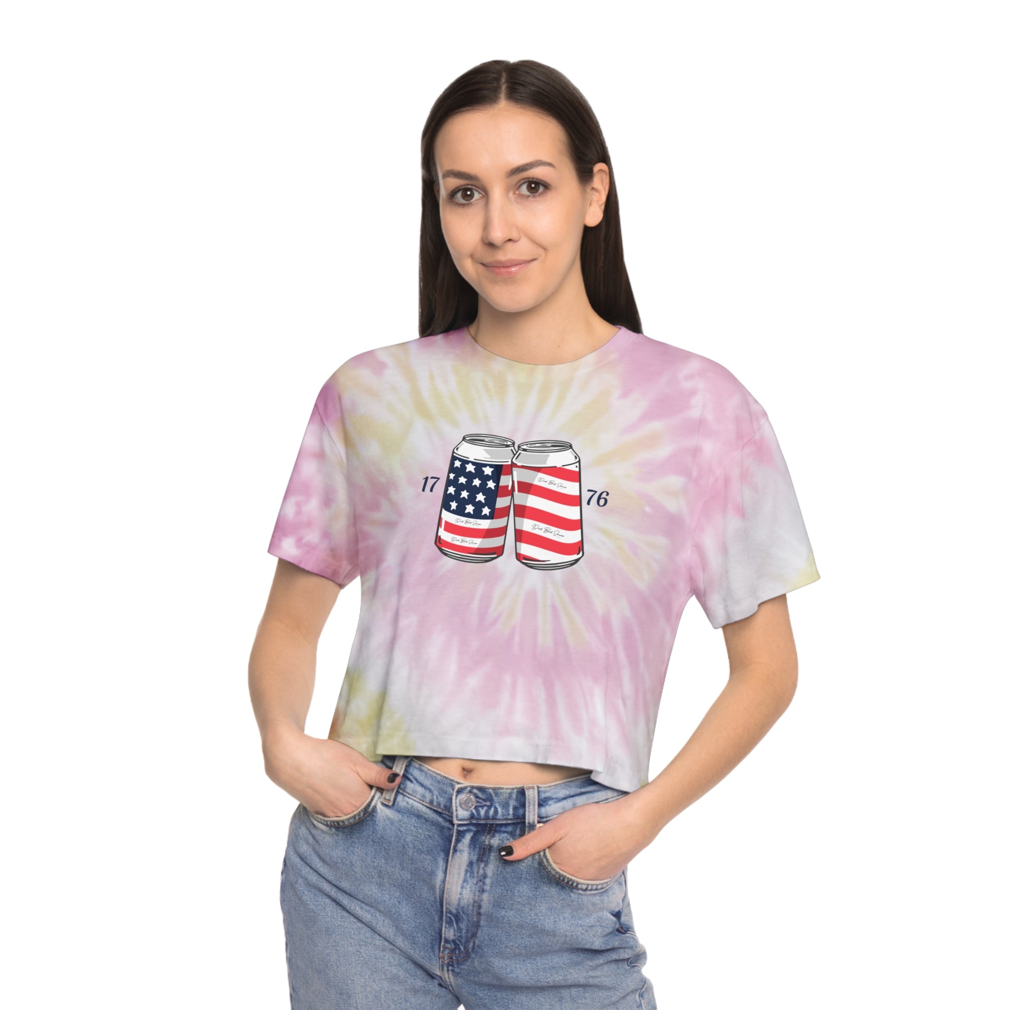 1776 Shirt | Americana Women's Shirts | Women's Tie-Dye Crop Tee