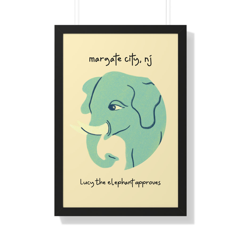 Pre Framed, Margate City, NJ- Lucy The Elephant- Retro Summer Wall Art - Dad Bod Summer