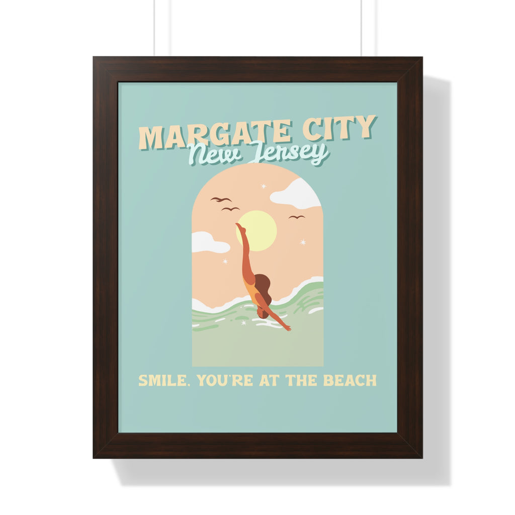 Pre Framed, Margate City- At The Beach- Retro Summer Wall Art - Dad Bod Summer