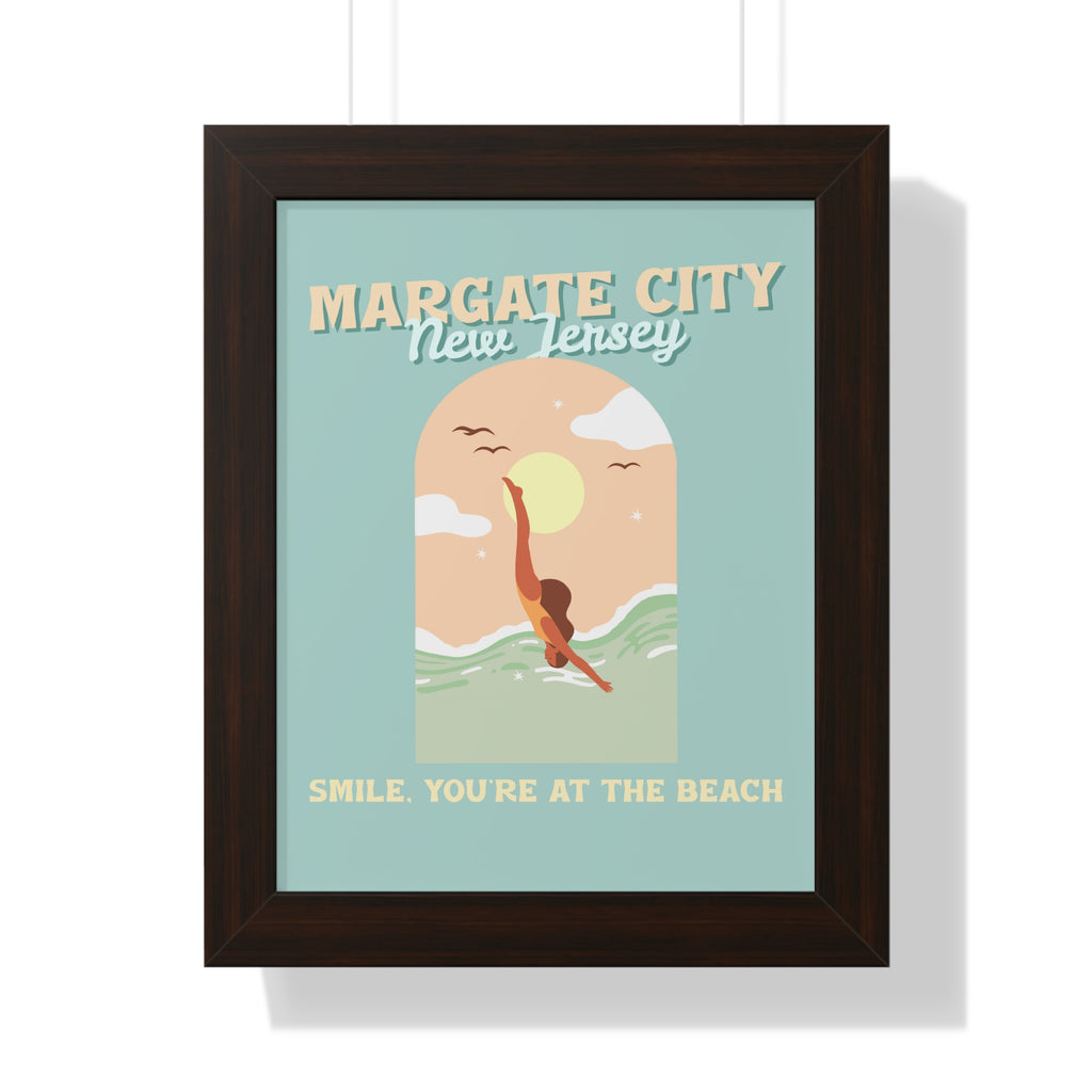 Pre Framed, Margate City- At The Beach- Retro Summer Wall Art - Dad Bod Summer