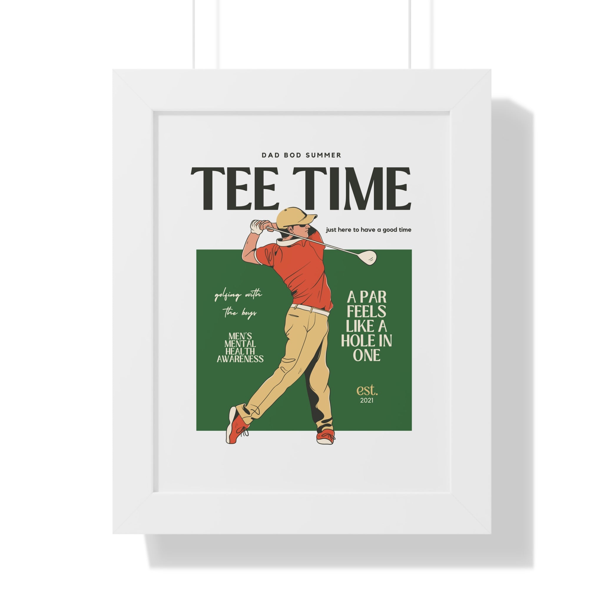 Dad Bod Summer Tee Time - Golf Wall Art - Golf Art - Retro Golf Art