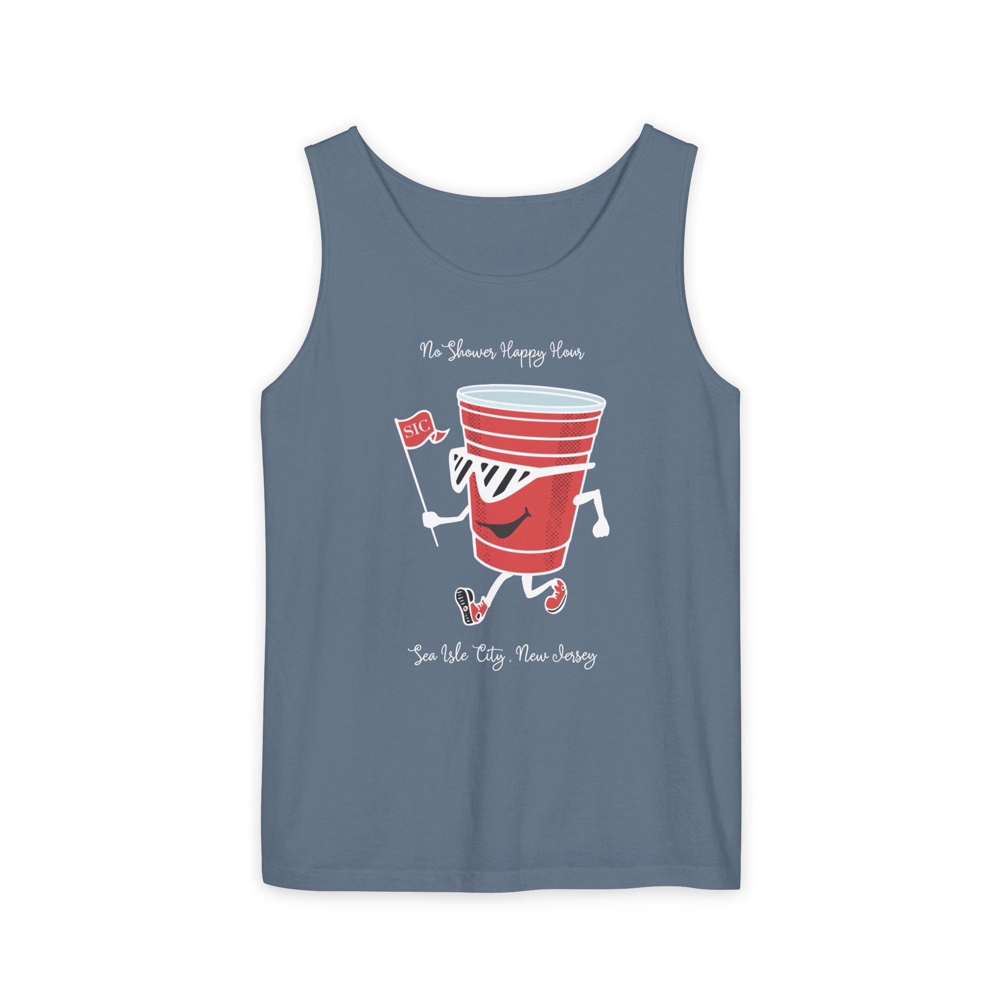 "No Shower Happy Hour, Sea Isle City Tank Top" - Beach Tank Tops