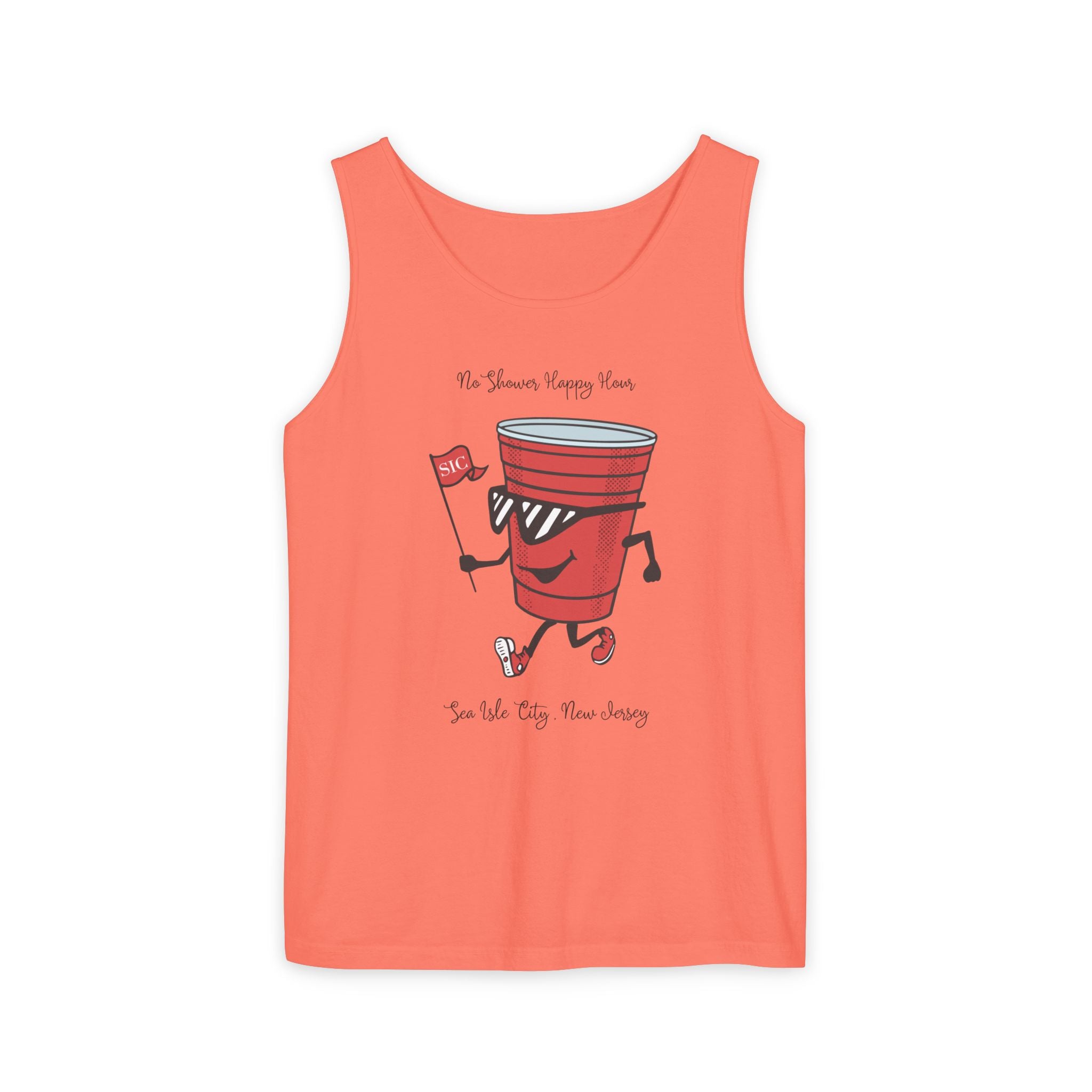"No Shower Happy Hour, Sea Isle City Tank Top" - Beach Tank Tops